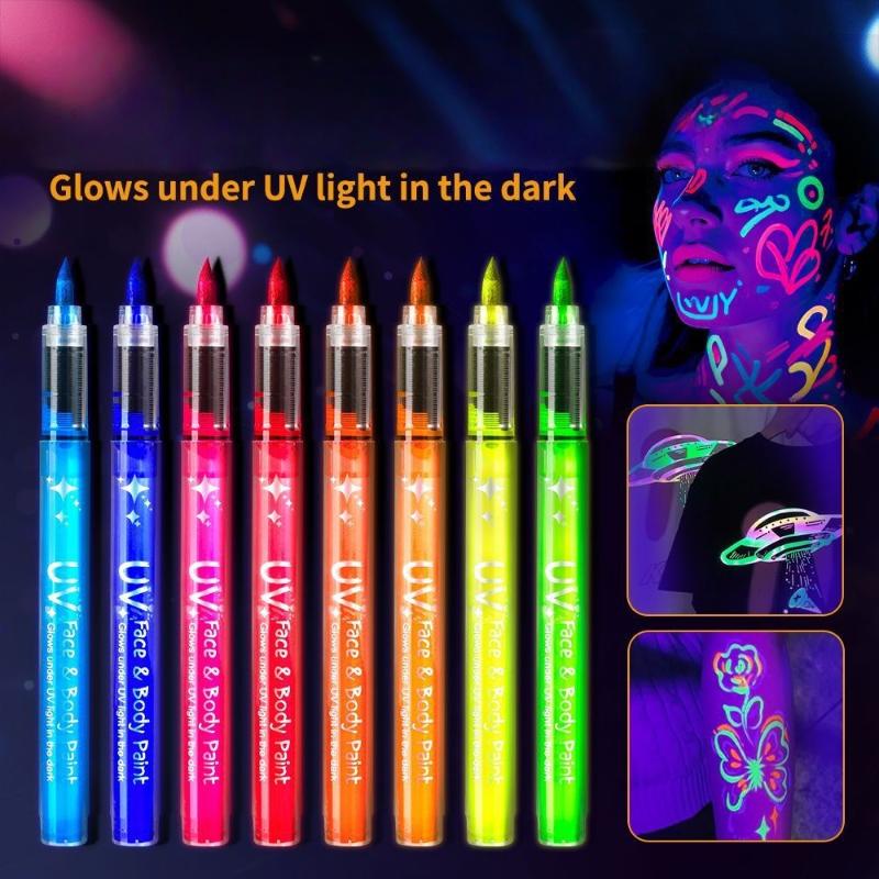 1/8Cs Student Children Creative Painting Fluorescent Marker Pen Colorful Luminous Pen Human Face Paint Pen