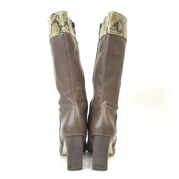 BALENCIAGA Genuine Leather Long Boots Women 35.5 22.5-23cm Brown Made in Japan(USED)