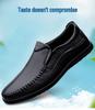 Men's Cross-Season Leather Shoes: Breathable Top Layer Cowhide, Perforated Casual Design for Middle-Aged Men, Available in Large Sizes