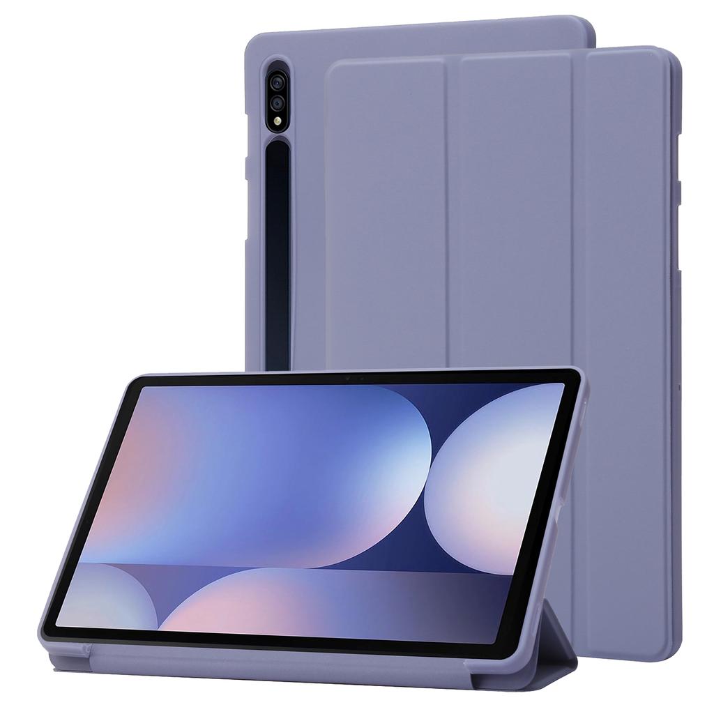 For Samsung Galaxy Tab S10+ Case PU Leather+Silicone Tri-Fold Stand Tablet Cover