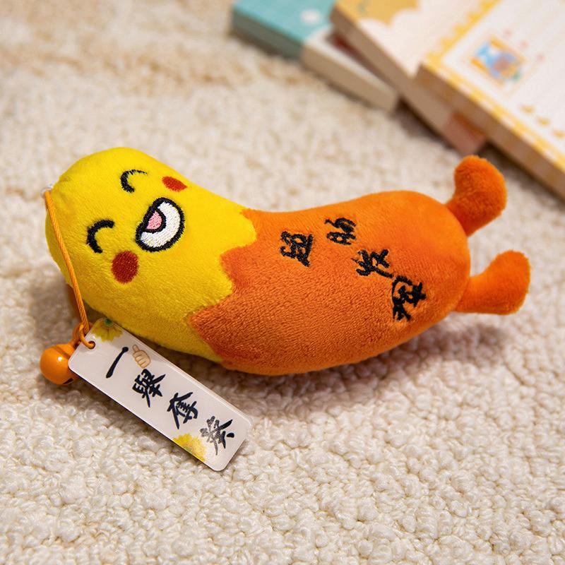 Sausage Plush Orange Keychain Toy Cartoon Stuffed Doll For Cute Gift Student