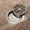 Antique Floor Drains 10x10cm Brass Shower Floor Drain Bathroom Deodorant Euro Square Floor Drain Strainer Cover Grate Waste