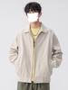 Men's American Retro Versatile Loose Jacket - Autumn Solid Color Fashion with Simple Lapel and Zipper