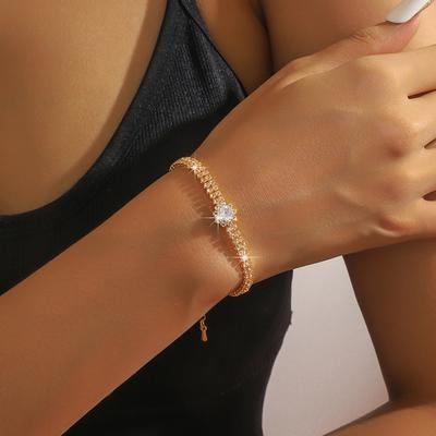 Straight Super Flash Geometric Hollow Rhinestone Bracelet Bridal Banquet Zircon Simple Bracelet Bracelet Accessories