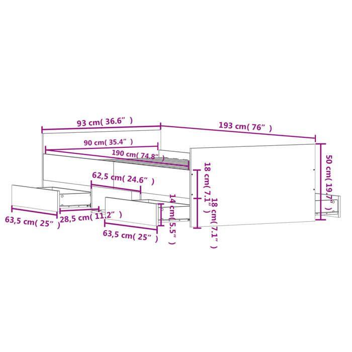 VidaXL Bed Frames Headboard and Footboard Sonoma Oak 90x190 Cm 3203812