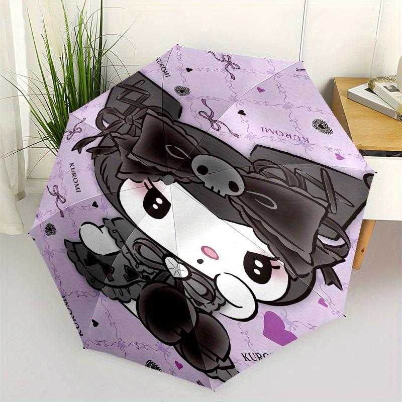 

Kuromi,Gothic Automatic Folding Umbrella-Simple 8-Rib Design, Bright Cartoon Pattern, Durable Iron Frame, Suitable For Travel, Outdoor, Beac