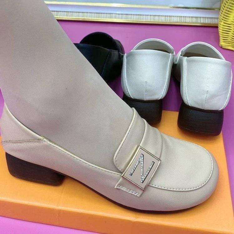 New Low-heeled Soft Leather Autumn Soft Leather Soft Sole Round Head Deep-mouth Flat-heeled Single Shoes