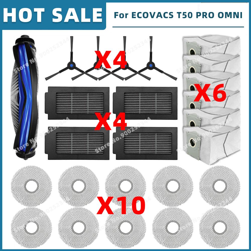 Compatible For ( ECOVACS T50 OMNI / T50 PRO OMNI ) Replacement Parts Accessories Main Side Brush Hepa Filter Mop Cloth Dust Bag