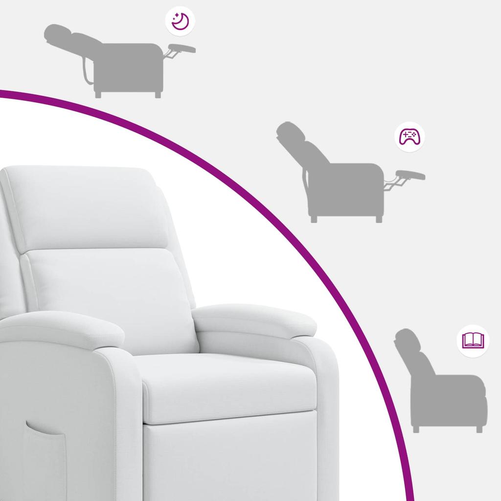 Massage Recliner White Fabric