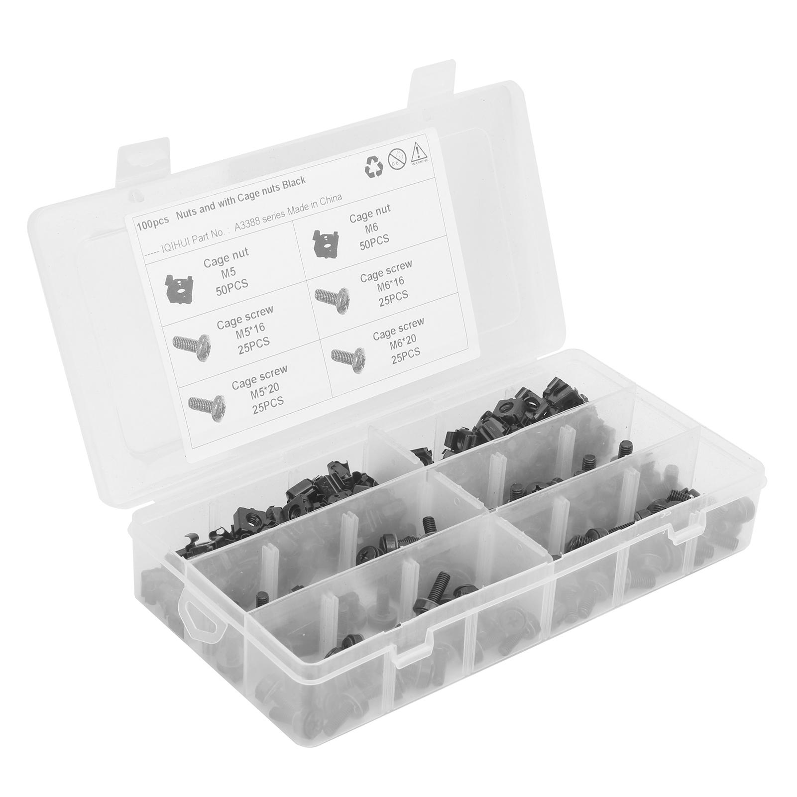 

200 шт. Комплект гаек-клеток и винтов M5 M6 Автомобильный аксессуар Углеродистая сталь Черный