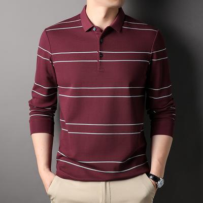 Nuovi POLO a maniche lunghe da uomo autunnali, alla moda e casual a righe, camicie intime e magliette da uomo di mezza età di tendenza