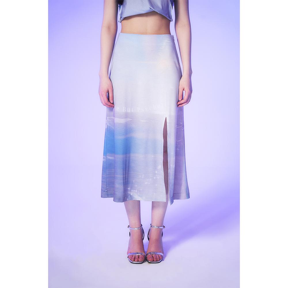 Hatu Beach Printing Slit Midi Skirt Purple