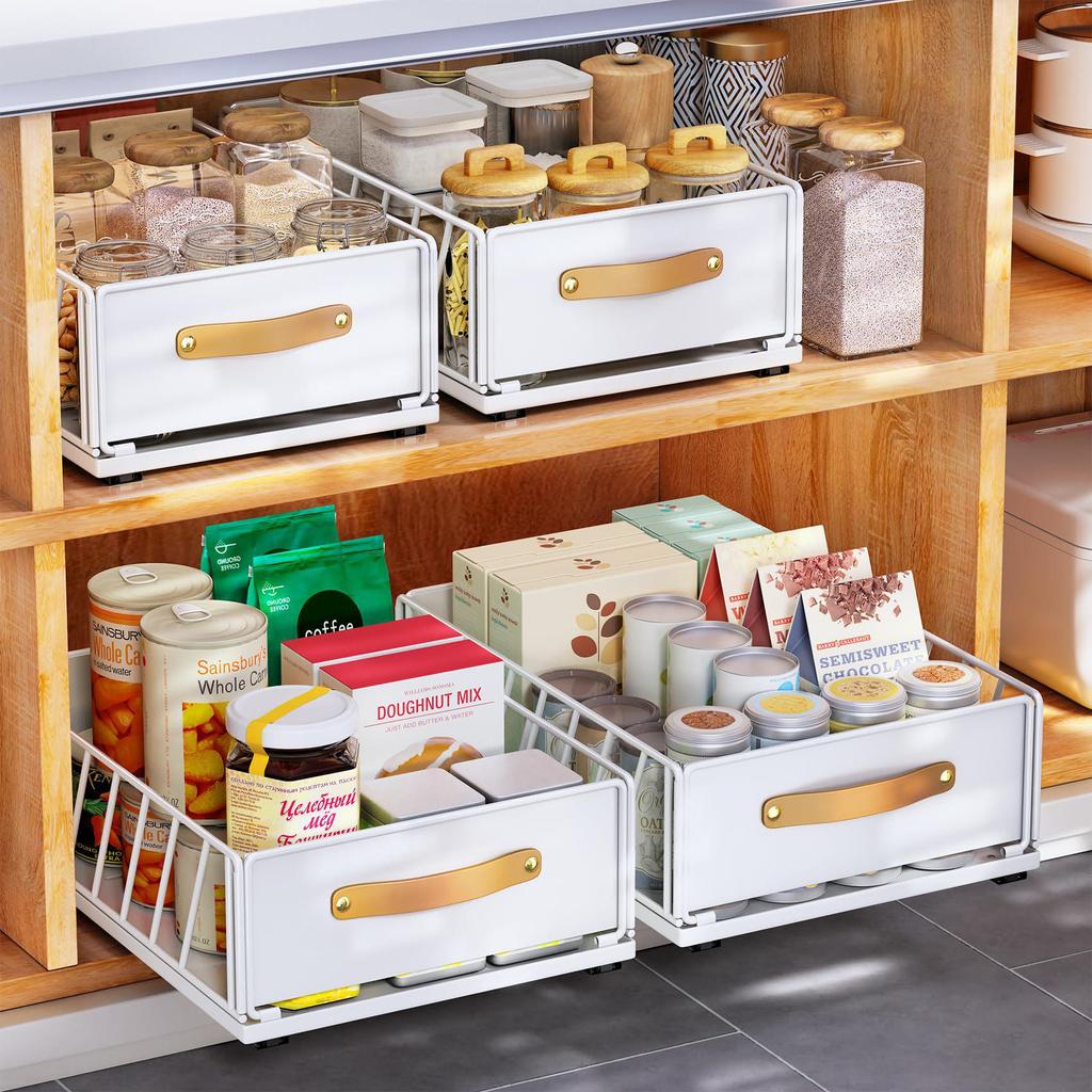 Under-Sink Pull-Out Spice Rack Drawer Storage System