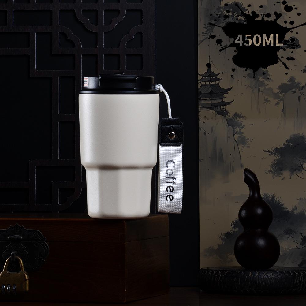 Compact Ceramic-Lined Coffee Thermos for Women - Stylish Stainless Steel Insulated Cup