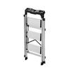 3 Step Ladder, Folding Step Stool with Wide Anti-Slip Pedal and Comfort Handgrip, 150 kg Capacity Portable Aluminum Stepladder, Multi-Use for Kitchen,