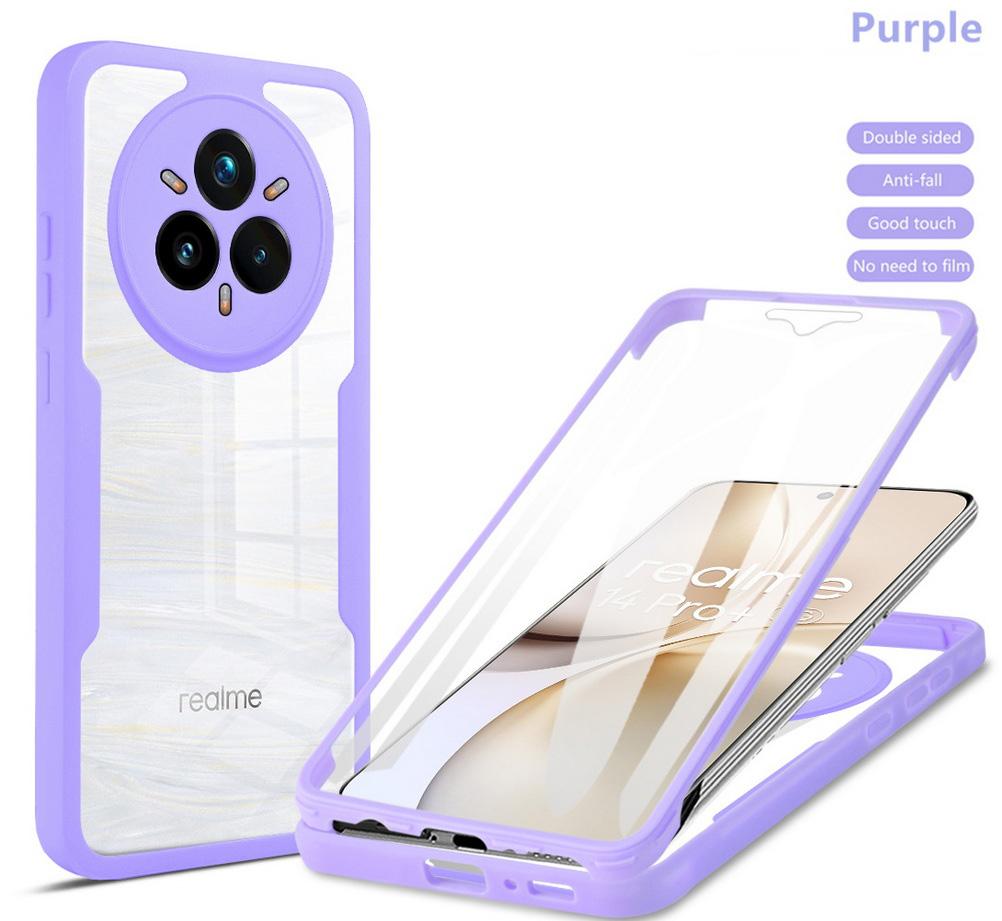 

Чехол с полной защитой для Realme 14 Pro + Realme14 Pro realme 14 Двойная защита щит Полное покрытие Realme 14 фиолетовый