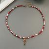 Christmas Necklaces for Women Girls Handmade Rice Beads X'mas Tree Santa Claus Snowman Gift Necklace Pendant New Year Jewelry