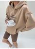 Hongshan Autumn 2025 Women's Age-Reducing Solid Color Long Sleeve Plus Velvet Hoodie