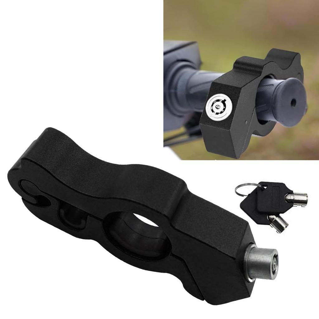 Motorcycle Grip Lock Prevent Theft CNC Aluminum Handlebar Lock for Dirt Bike Moped Scooter ATV Black