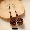 Retro Handmade Plant Fruit Earrings Pine Cone Literature and Art Chinese Medicine Dried Fruit Niche Creative Earrings Women