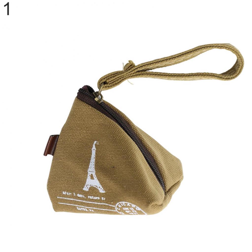 Unisex Canvas Kleine Mini Dreieck Geldbörse Münzbörsen Clutch Geldbeutel mit Riemen KTY