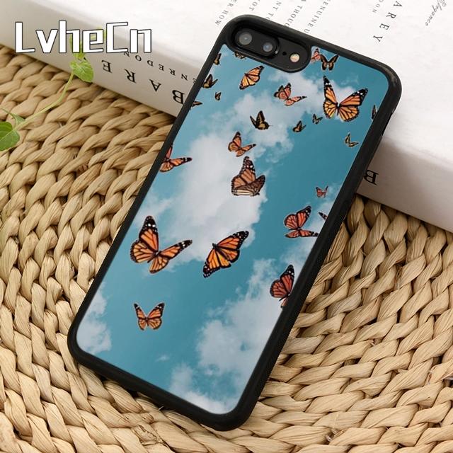 Pink Blue Colorful Butterfly Print Phone Case For iPhone 17 Air 13 12 Cover For Apple 14 15 16 Pro Max Plus