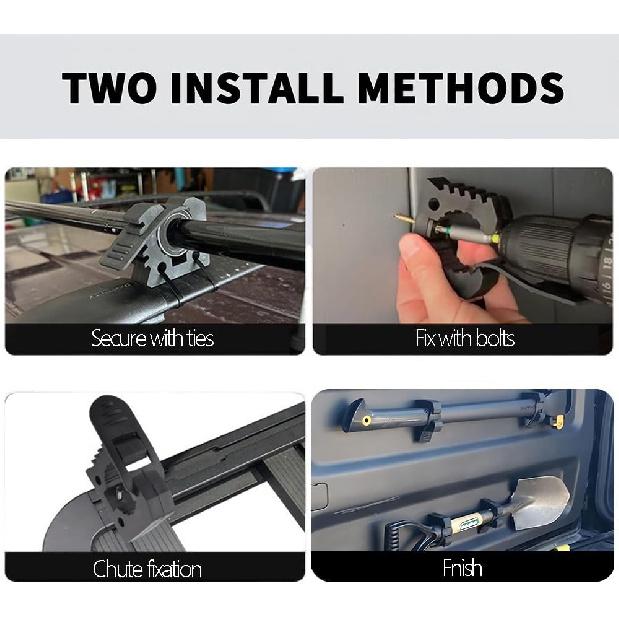 4 Pcs Quick-Release Rubber Clamps, Adjustable Mount Brackets for 1-1/5” to 1-4/7” Diameter Tools Fit for Trucks UTV ATV for Offroad 4X4 Parts