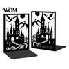 Bookends 1 Pair Metal Dragon Bookends, Fantasy Castle Decorative Book Ends Edge for Shelves, Heavy Duty Gothic Holders Home Office Library Room Decor
