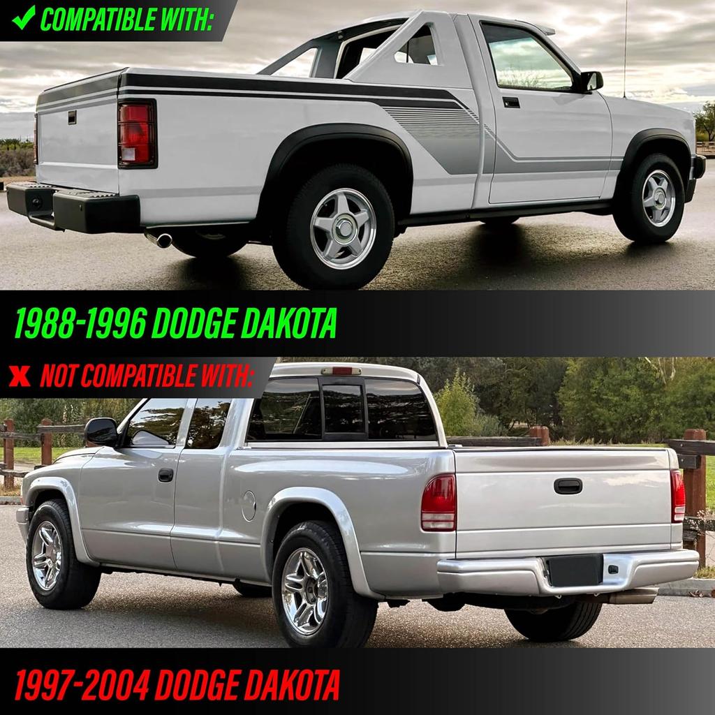USR 88-96 Dakota Tail Lights Pair - Left + Right - Compatible with 1988-1996 Dodge Dakota & 1981-1993 Ramcharger - Dark Smoke Re