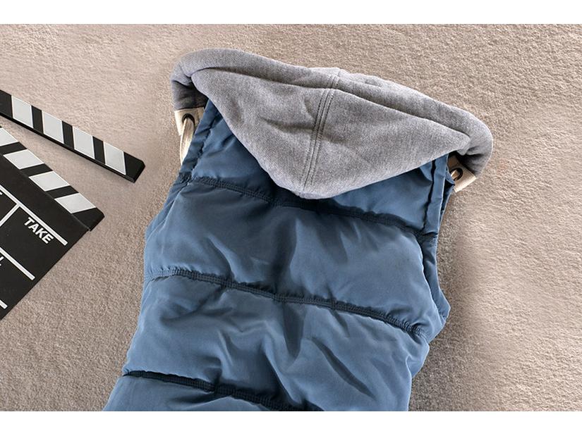 Korean Style Women's Hooded Peach Velvet Sleeveless Cotton Vest - Autumn/Winter Collection