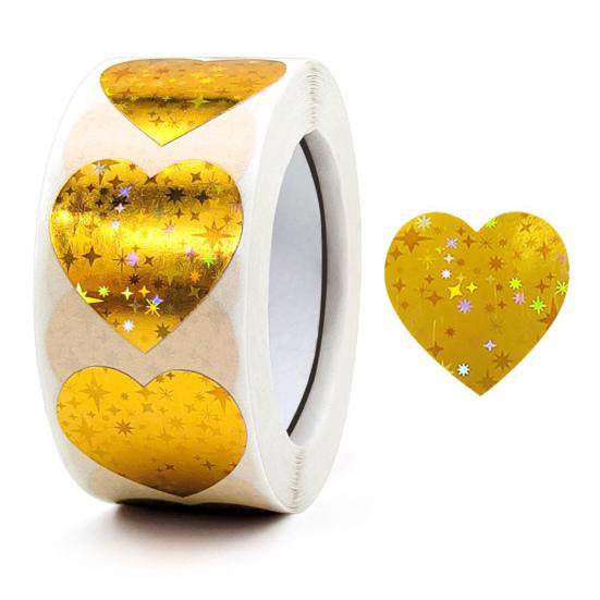 500 Pcs Self-Adhesive Label Stickers Waterproof Removable Heart/Star/Round/Pet Paw Shaped Stickers Roll for Laptops Water Bottles Scrapbooking Crafts