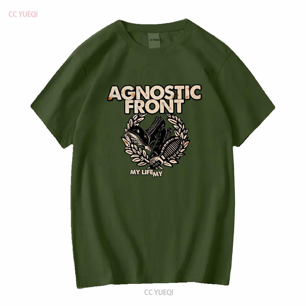 Agnostic Front Logo T Shirt MenS Cotton Classic Retro Vintage Washed Versatile Designer Clothes Stylish Fashion Breathable