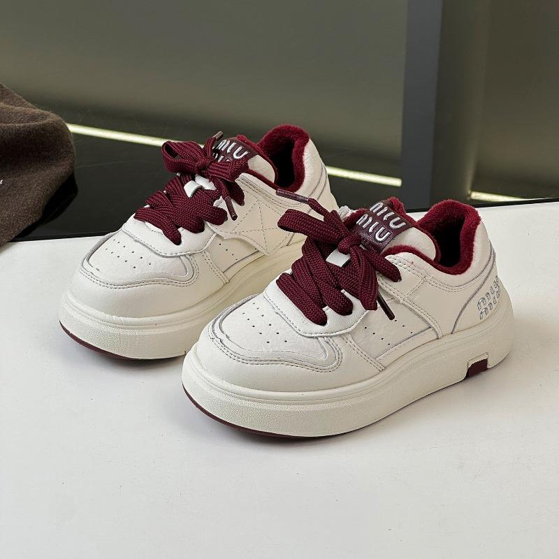 Children's two-cotton board shoes winter new classmates boys velvet white shoes fashion casual low-top two-cotton shoes