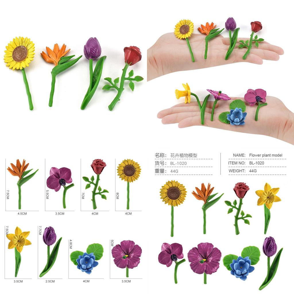 Realistic Childrens Animal Model Scene Decoration Set With Vibrant Sunflowers Daffodils And Roses