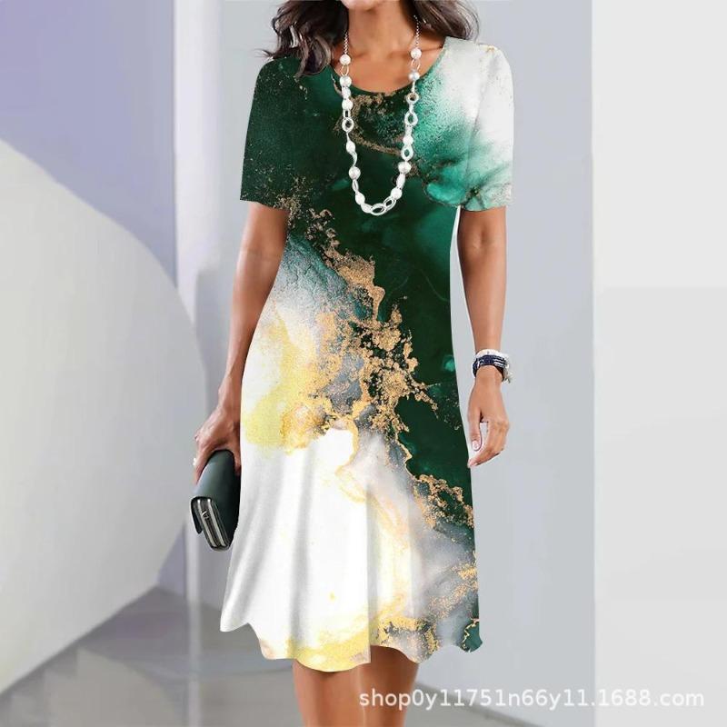 

Women s Floral Plus Size Women s Crew Neck Dress Digital Printing, Stylish Casual Loose Dress 5XL