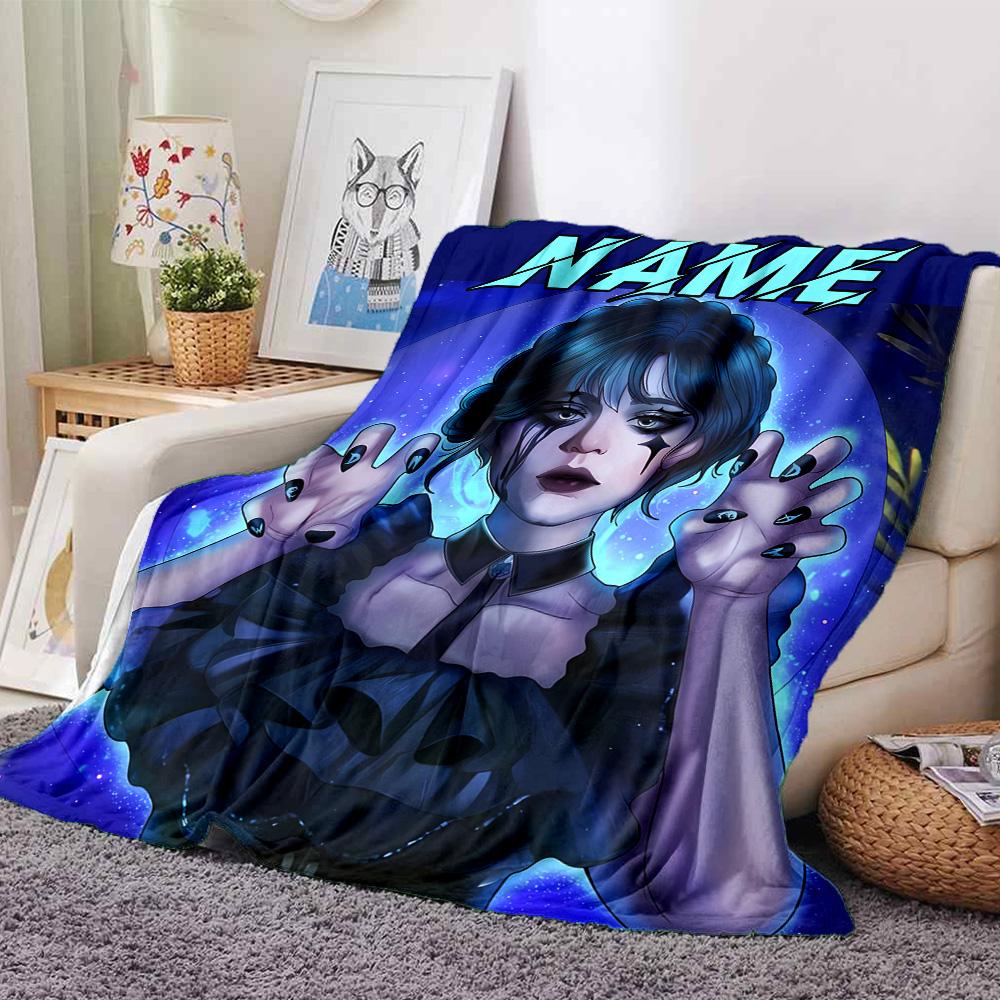 Customiz Name Personality Wednesday Addams Blanket Soft &Warm Sofa Office Bed Travel Lunch Break Blanket, Gift Suitable All Seasons