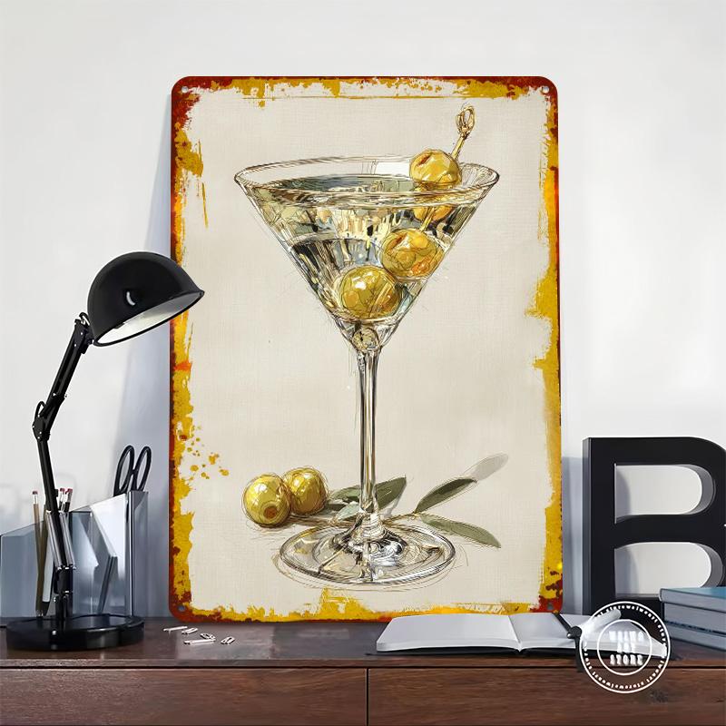 Martini With Olives Poster Customized Wall Art Vintage Metal Signs Retro Tin Plaque for Man Cave Interior Decoration Living Room