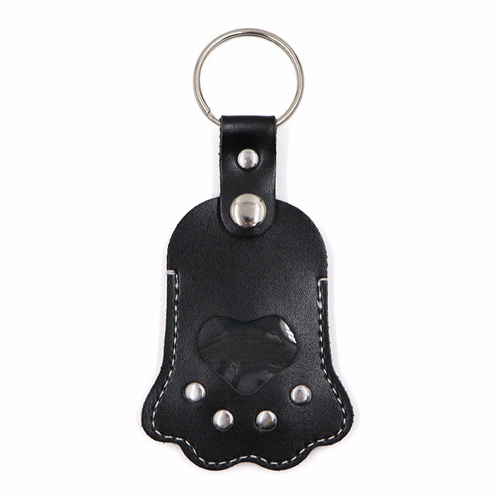 

PU leather Pet Hair Memorial Keychain With Secure Storage Pouch For Cats Dogs Souvenir Personalised Animal Furs Holder чорний