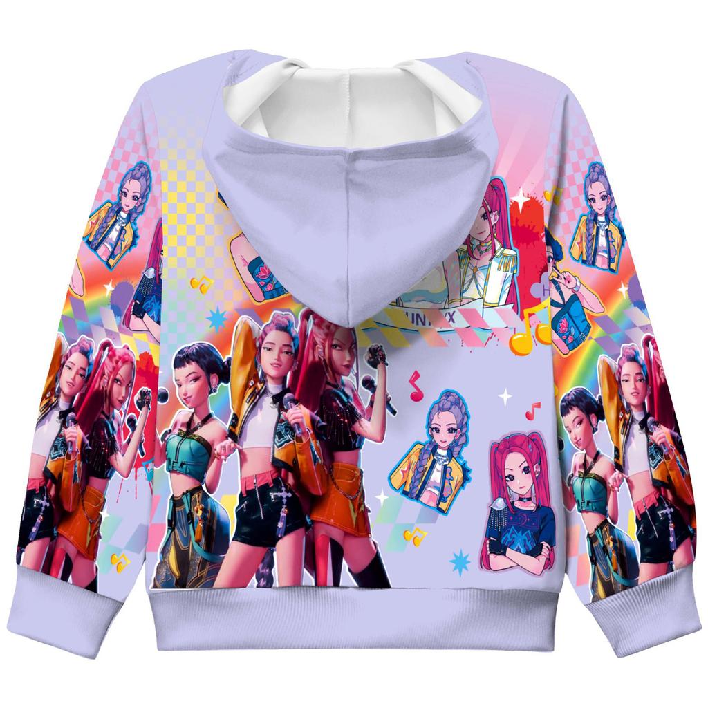 Girls Hoodie 3D Cartoon Jacket Sweatshirt Music Zip Hooded Long Sleeve Tops