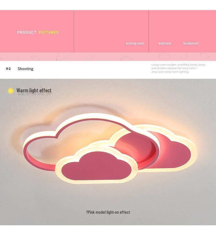 Dimmable LED Ceiling Lamp - Wrought Iron Cloud Design for Kids' Room