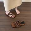 Temperament Square Head One Word Slipper with Sandals Women Platform Soft Sole Hundred with Skirt Roman Sandals