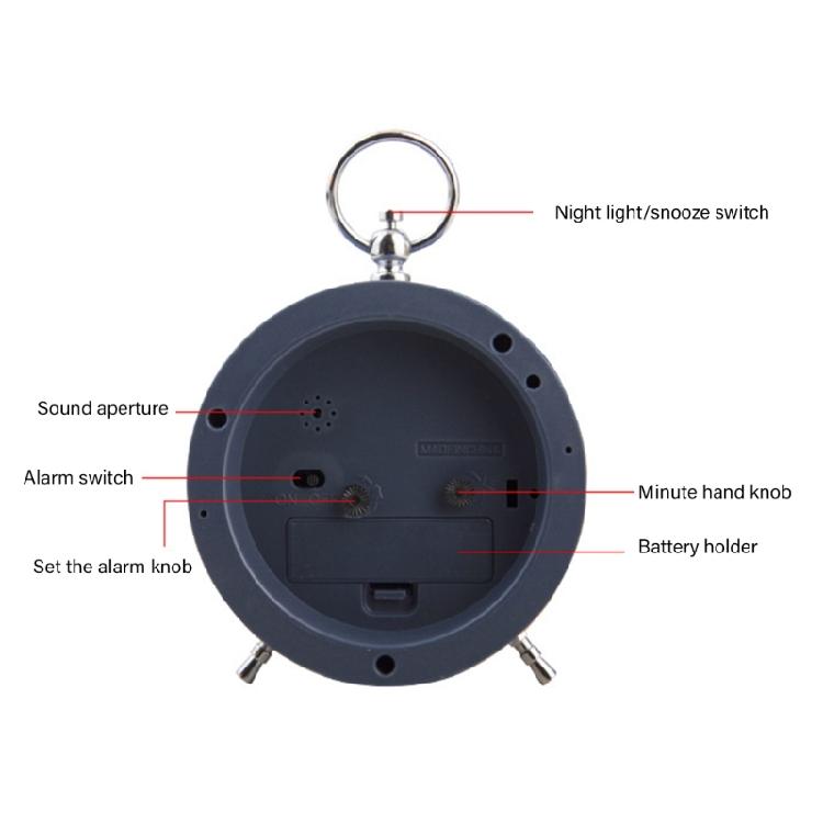 Desk Clock Classical Loud Alarm Clock with Snooze and Night Light for Hard of Hearing Metal Clock