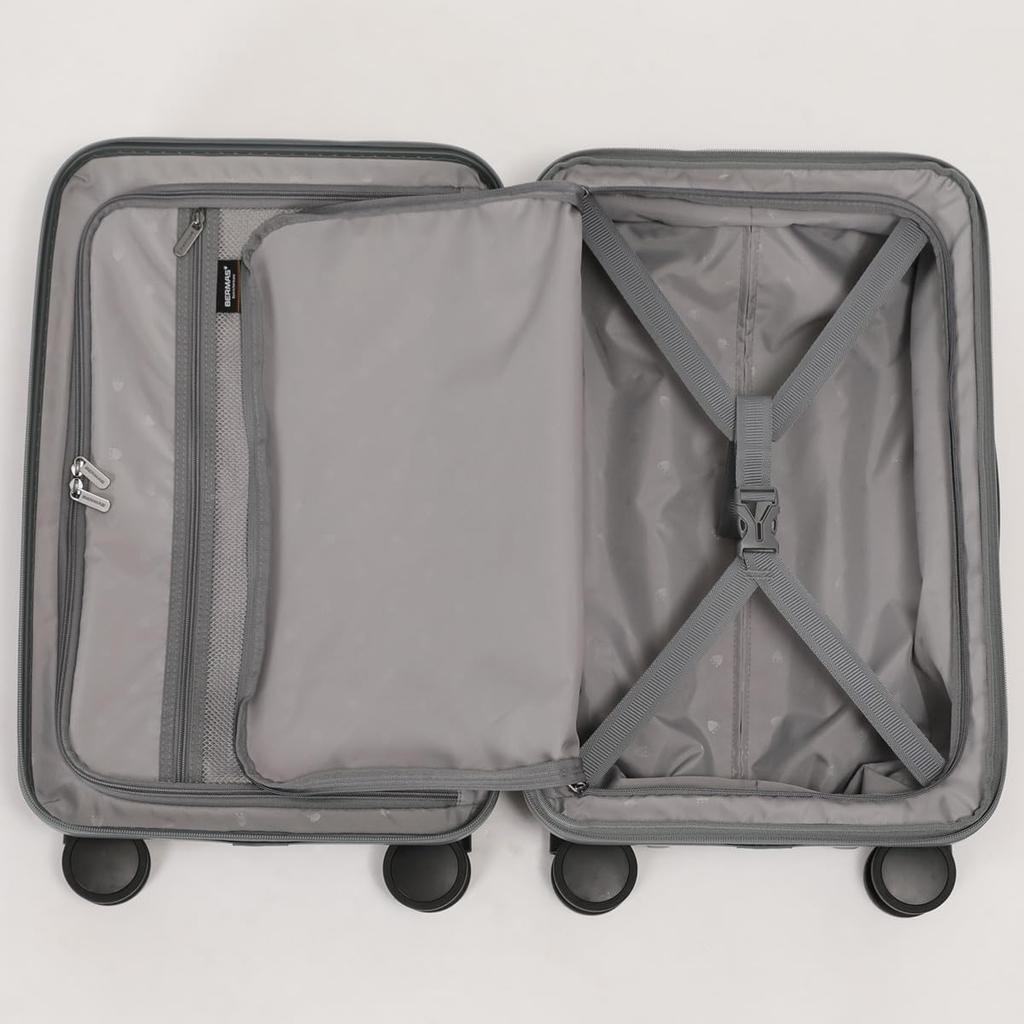 Bermas Inter City BS Suitcase (Amazon.co.jp Exclusive), Front-Opening, Expandable, 37-43L Capacity, 3.4kg, Iceland Green