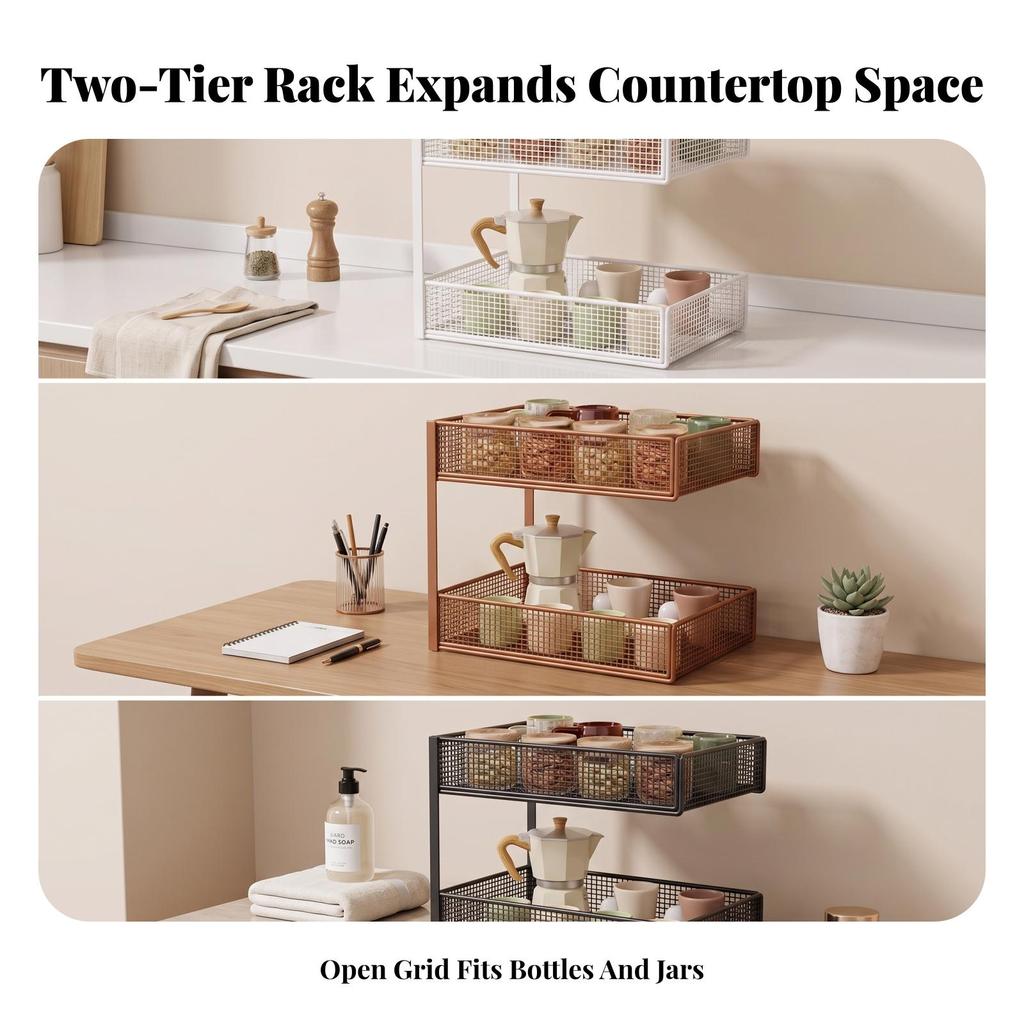 Space-Saving Potato Basket Ventilated, Kitchen Countertop Rack with Baskets,