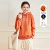 Bailuyu Women's Autumn/Winter Fleece-Lined Hooded Sweatshirt with Heart Embroidery