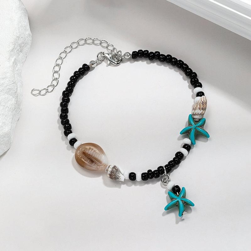 Bransoletki na kostkę muszelki rozgwiazdy dla kobiet bohemska bransoletka na kostkę na nogę koraliki ryżowe bransoletka ręcznie robiony łańcuszek na stopę biżuteria boho sandały prezent