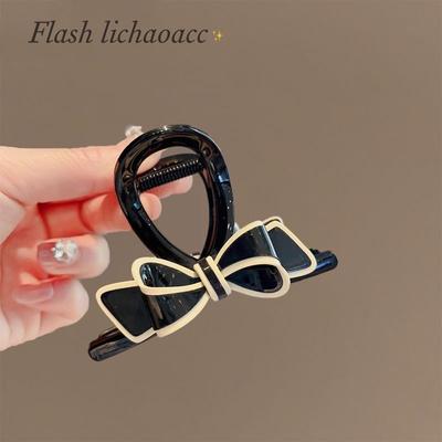Chic Acrylic Bow Hair Claw Clip Elegant Shark Clip for Women Updo Back Head Hair Accessories