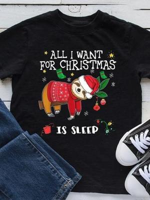 Christmas Sloth Print T Shirt Women Short Sleeve O Neck Loose Tshirt Summer Women Causal Tee Shirt Tops Camisetas Mujer