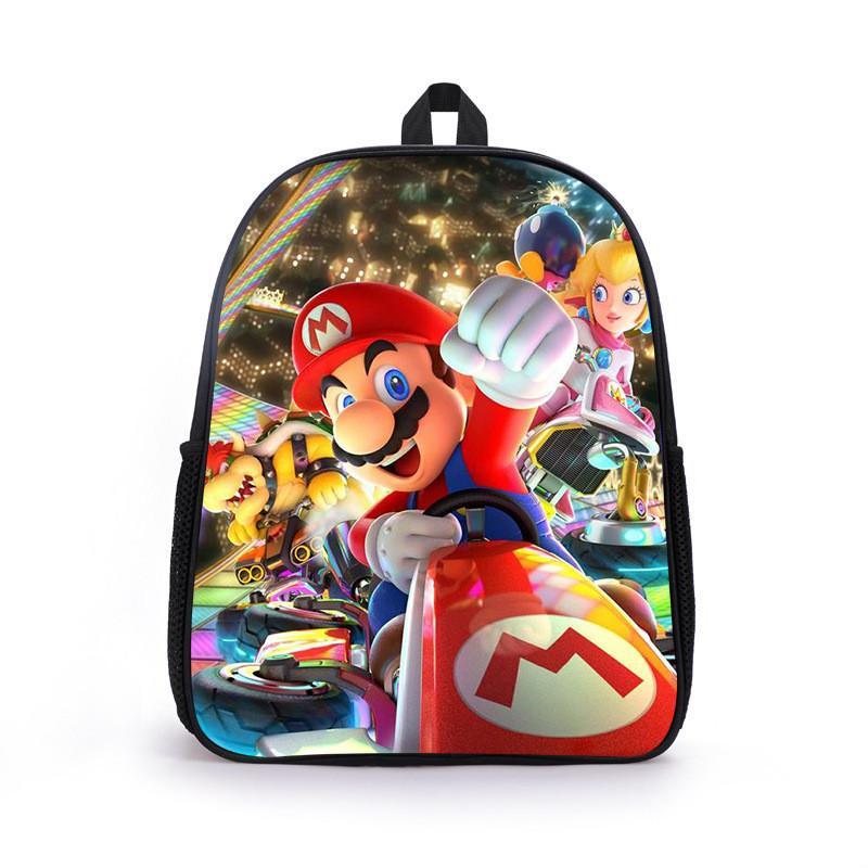Mario Cartoon Backpack For Elementary Boys With Breathable Lightweight Oxford Fabric