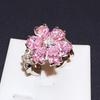 Bague zircon fleur rose